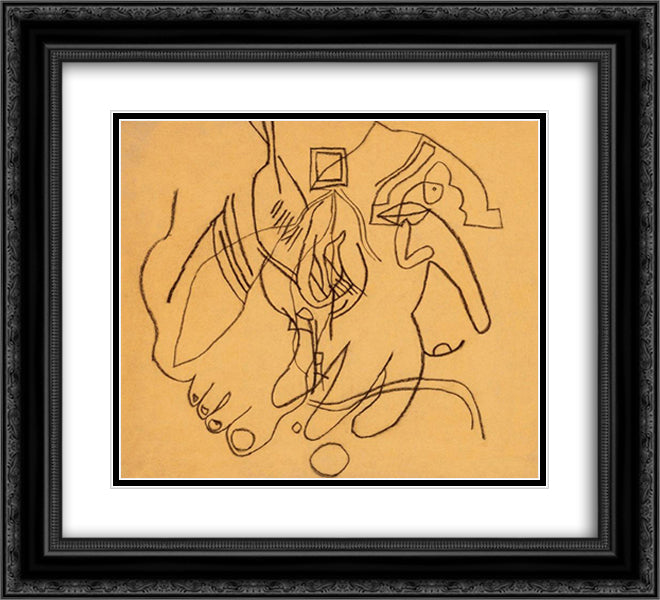 Leg and Hand 22x20 Black Ornate Wood Framed Art Print Poster with Double Matting by Lajos, Vajda