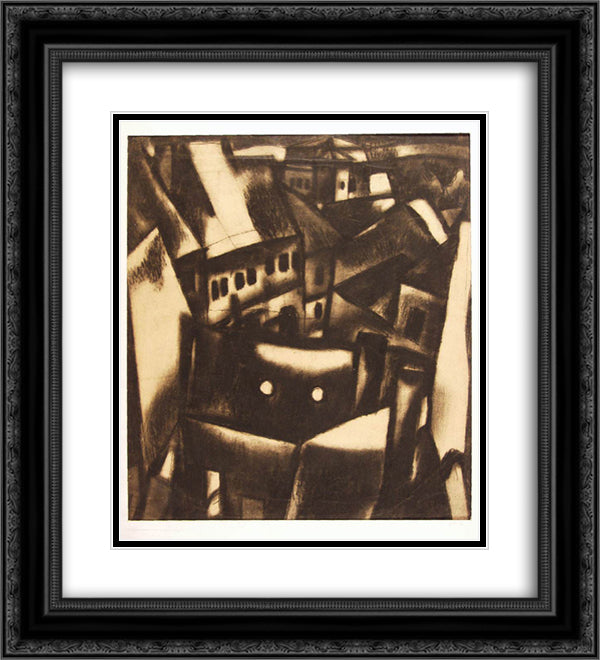 Lelatas a templomdombrol 20x22 Black Ornate Wood Framed Art Print Poster with Double Matting by Lajos, Vajda