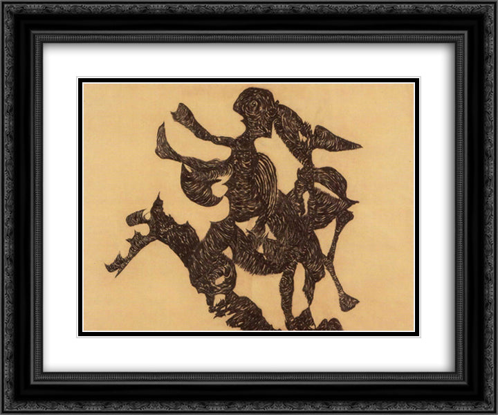 Rider 24x20 Black Ornate Wood Framed Art Print Poster with Double Matting by Lajos, Vajda