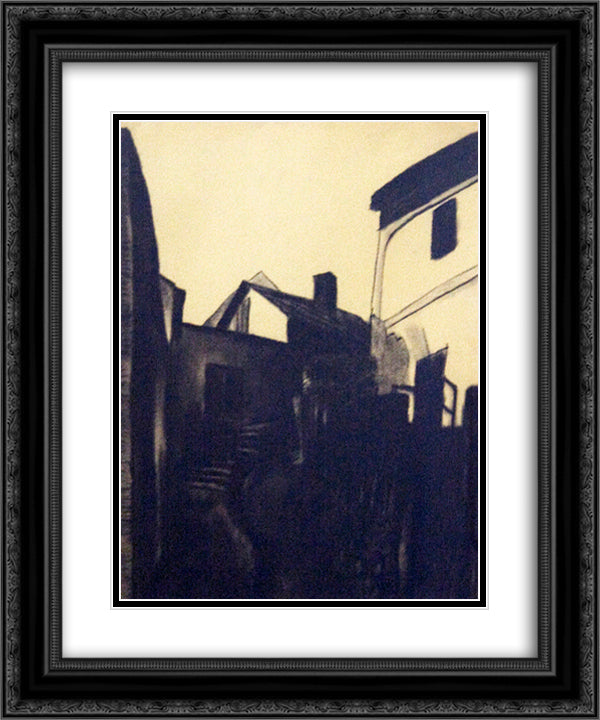 View of Szentendre 20x24 Black Ornate Wood Framed Art Print Poster with Double Matting by Lajos, Vajda