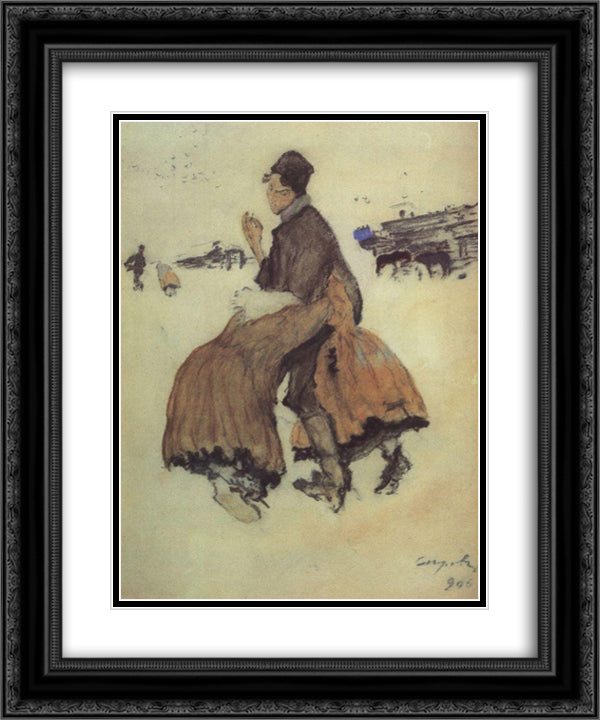 A Recruit 20x24 Black Ornate Wood Framed Art Print Poster with Double Matting by Serov, Valentin