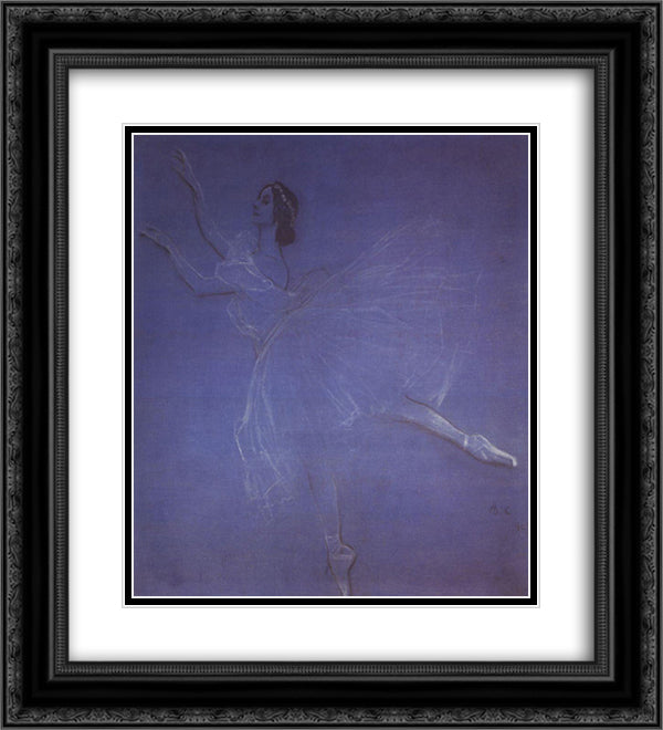 Anna Pavlova in the Ballet Sylphyde 20x22 Black Ornate Wood Framed Art Print Poster with Double Matting by Serov, Valentin