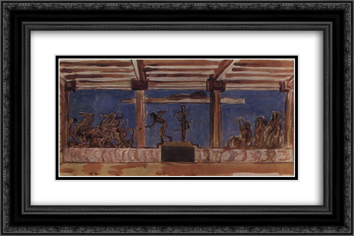 Apollo and Diana, beating children Niobe 24x16 Black Ornate Wood Framed Art Print Poster with Double Matting by Serov, Valentin