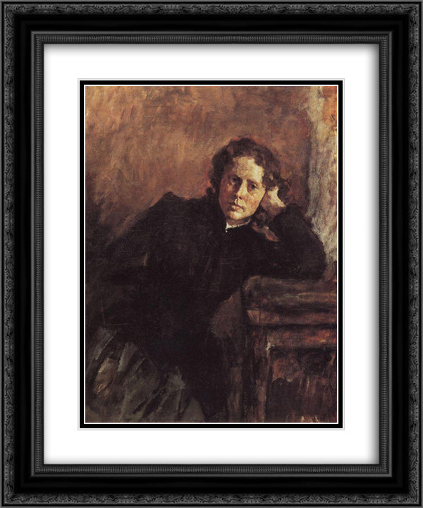 By the Window. Portrait of Olga Trubnikova 20x24 Black Ornate Wood Framed Art Print Poster with Double Matting by Serov, Valentin
