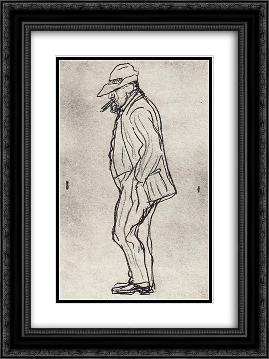 Dull Serov 18x24 Black Ornate Wood Framed Art Print Poster with Double Matting by Serov, Valentin