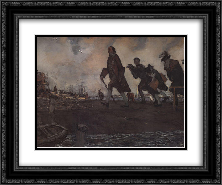 Peter I the Great 24x20 Black Ornate Wood Framed Art Print Poster with Double Matting by Serov, Valentin