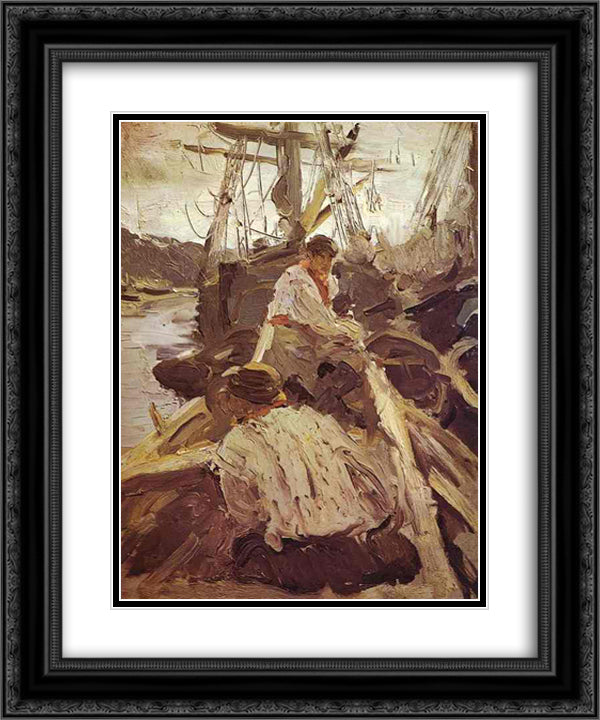 Pomors 20x24 Black Ornate Wood Framed Art Print Poster with Double Matting by Serov, Valentin