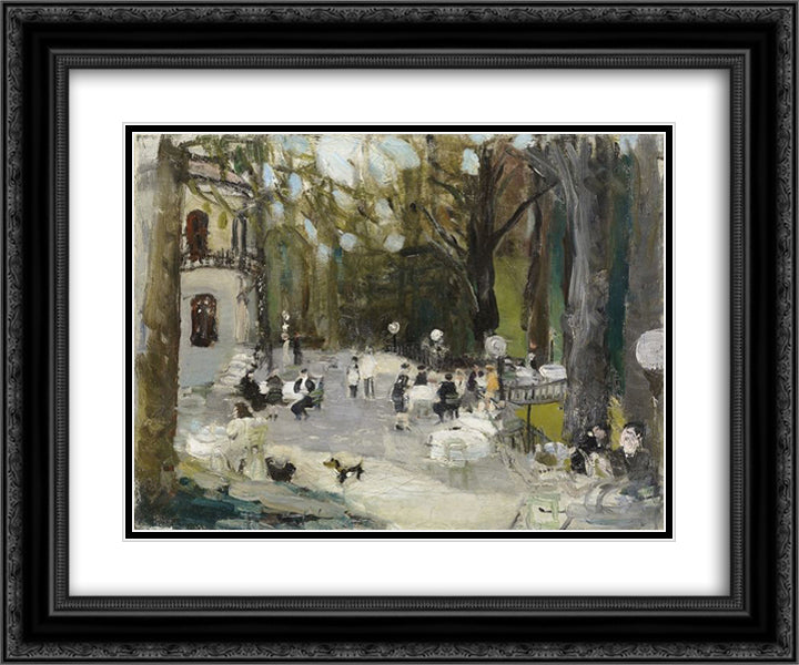 Cafe im Zurcher Belvoir - Park 24x20 Black Ornate Wood Framed Art Print Poster with Double Matting by Varlin