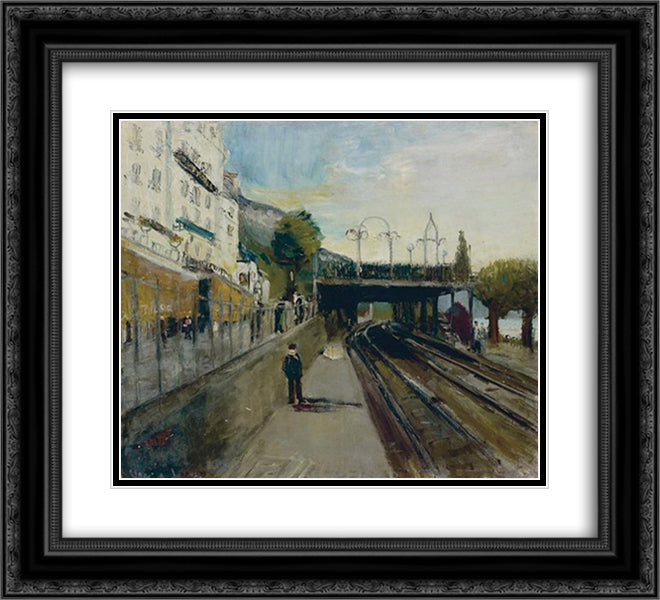 Crossing in Territet 22x20 Black Ornate Wood Framed Art Print Poster with Double Matting by Varlin