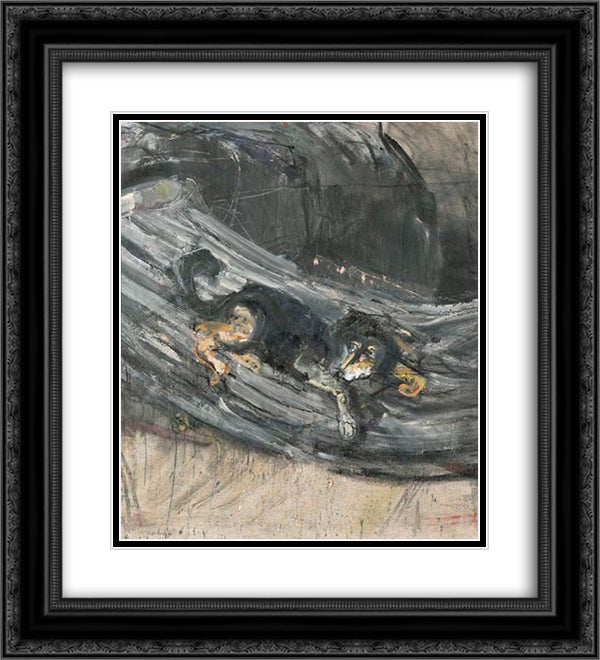Der Hund Lapponio 20x22 Black Ornate Wood Framed Art Print Poster with Double Matting by Varlin