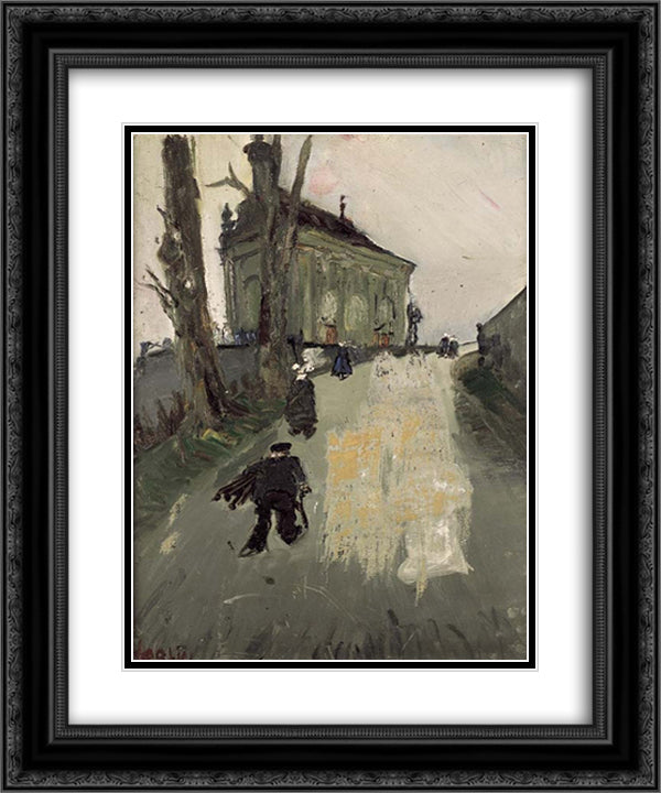 Die 'Chapelle de Lorette' in Fribourg 20x24 Black Ornate Wood Framed Art Print Poster with Double Matting by Varlin