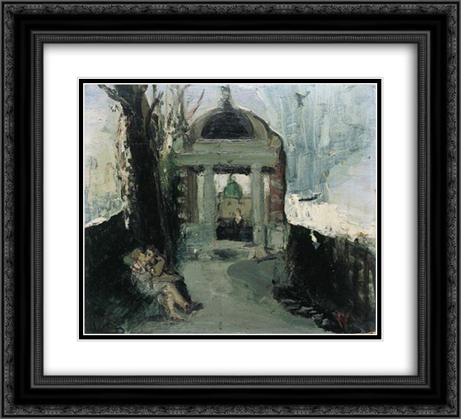 Liebespaar auf der Hohen Promenade 22x20 Black Ornate Wood Framed Art Print Poster with Double Matting by Varlin