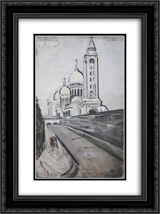 Rue de la Bonne 18x24 Black Ornate Wood Framed Art Print Poster with Double Matting by Varlin