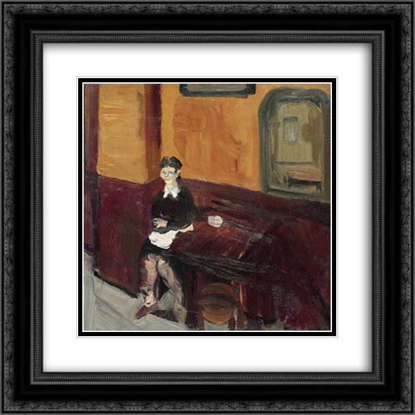 Sommeliere (Waitress in Bistro) 20x20 Black Ornate Wood Framed Art Print Poster with Double Matting by Varlin