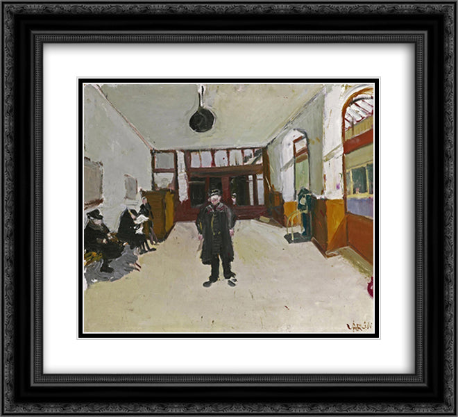 Waiting Room in Ouchy 22x20 Black Ornate Wood Framed Art Print Poster with Double Matting by Varlin
