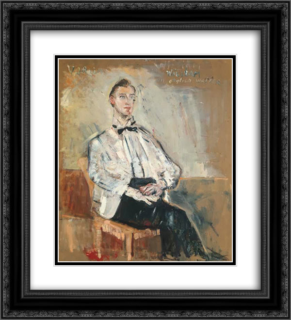 William, an English waiter 20x22 Black Ornate Wood Framed Art Print Poster with Double Matting by Varlin