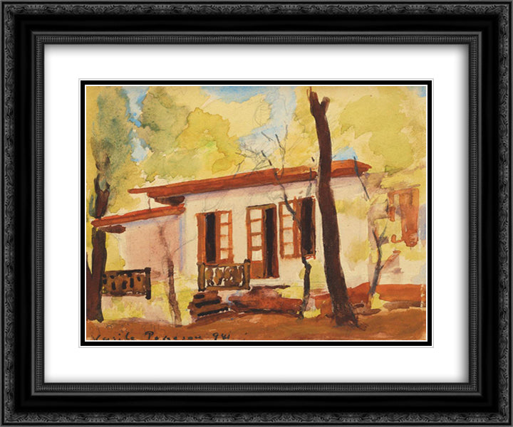 House in Fundeni 24x20 Black Ornate Wood Framed Art Print Poster with Double Matting by Popescu, Vasile
