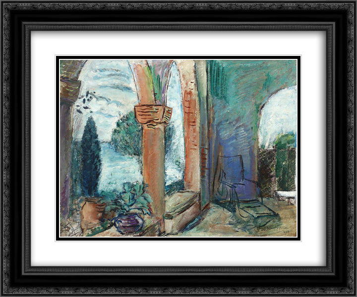 Terrace of the Royal Palace in Balchik 24x20 Black Ornate Wood Framed Art Print Poster with Double Matting by Popescu, Vasile