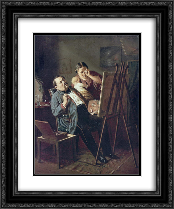 Amateur 20x24 Black Ornate Wood Framed Art Print Poster with Double Matting by Perov, Vasily