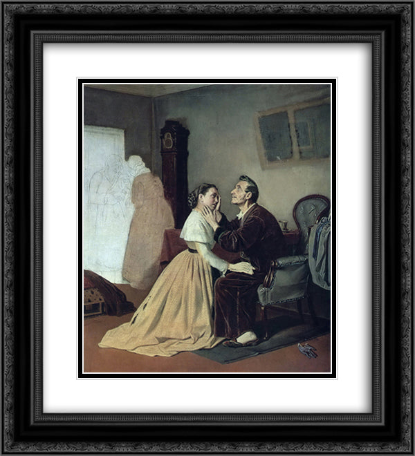Arrival schoolgirl to a blind father 20x22 Black Ornate Wood Framed Art Print Poster with Double Matting by Perov, Vasily