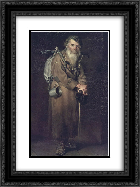 Wanderer 18x24 Black Ornate Wood Framed Art Print Poster with Double Matting by Perov, Vasily