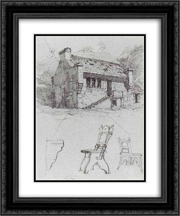 A house. From a trip to Germany. 20x24 Black Ornate Wood Framed Art Print Poster with Double Matting by Polenov, Vasily