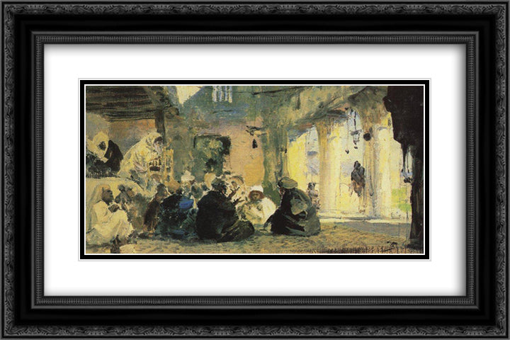 Among the teachers 24x16 Black Ornate Wood Framed Art Print Poster with Double Matting by Polenov, Vasily
