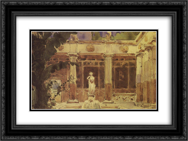 Atrium 24x18 Black Ornate Wood Framed Art Print Poster with Double Matting by Polenov, Vasily