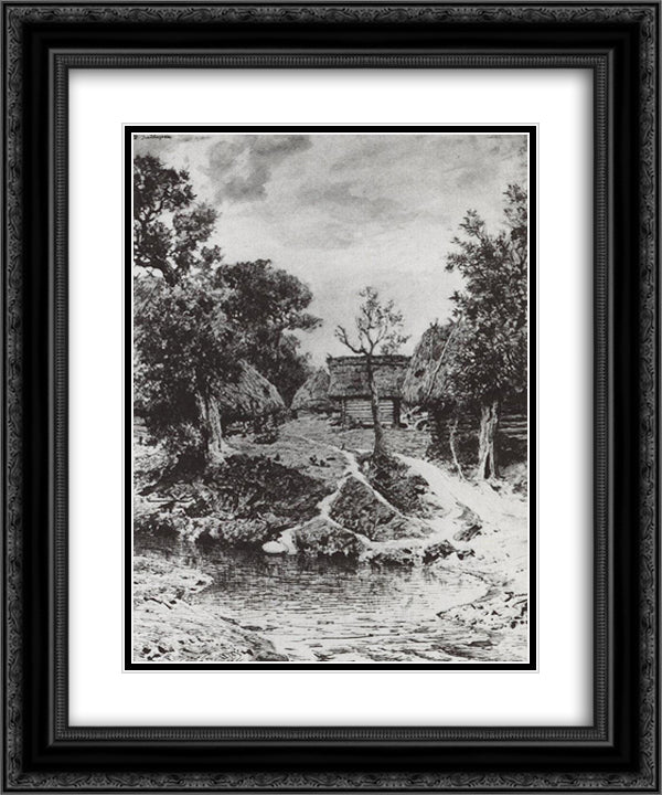 Backyard. The village of Turgenev. 20x24 Black Ornate Wood Framed Art Print Poster with Double Matting by Polenov, Vasily