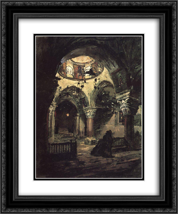 Church of St. Helena. Aisle of the temple of the Holy Sepulcher. 20x24 Black Ornate Wood Framed Art Print Poster with Double Matting by Polenov, Vasily