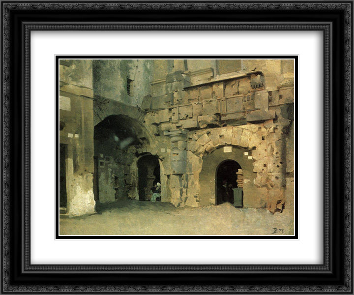 Cityscape 24x20 Black Ornate Wood Framed Art Print Poster with Double Matting by Polenov, Vasily