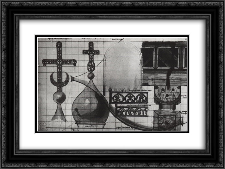 Crosses. Lattice. Details. 24x18 Black Ornate Wood Framed Art Print Poster with Double Matting by Polenov, Vasily