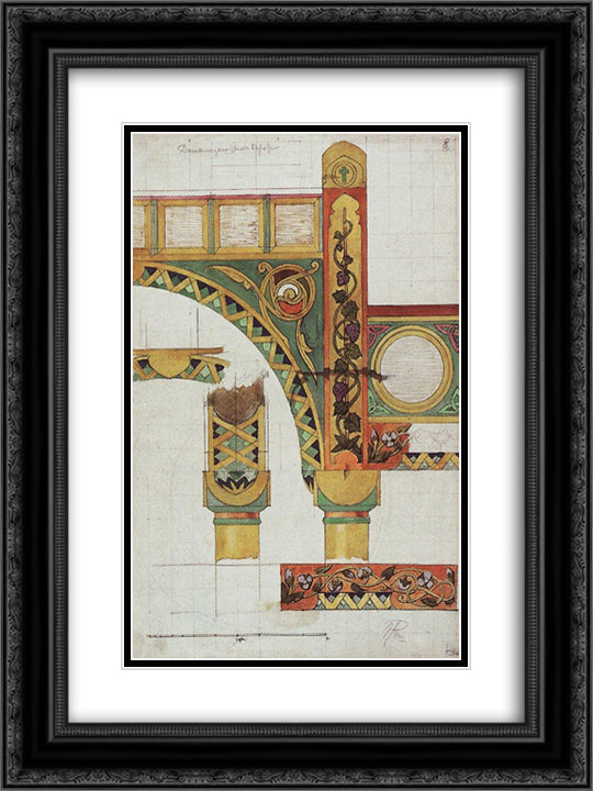 Details of golden gates 18x24 Black Ornate Wood Framed Art Print Poster with Double Matting by Polenov, Vasily