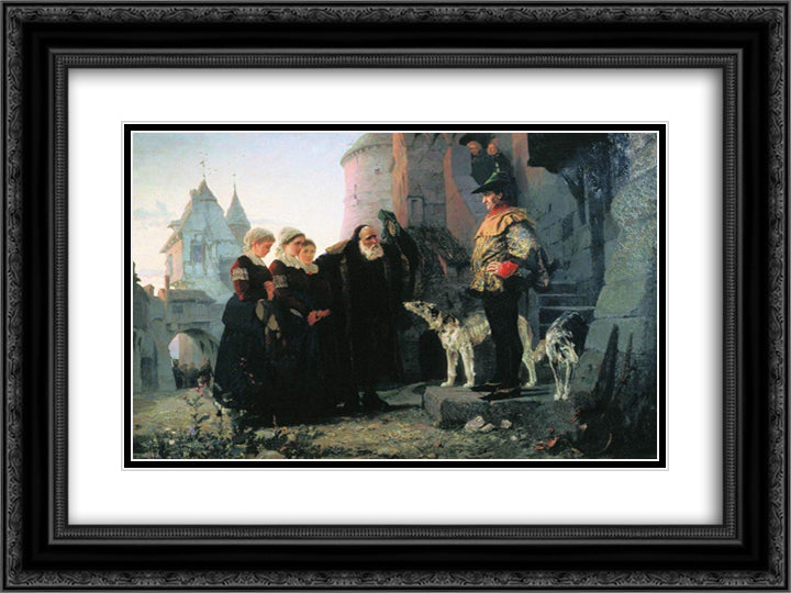 Droit du seigneur 24x18 Black Ornate Wood Framed Art Print Poster with Double Matting by Polenov, Vasily