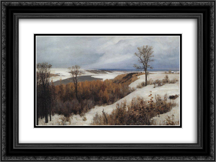 Early snow. Behovo. 24x18 Black Ornate Wood Framed Art Print Poster with Double Matting by Polenov, Vasily