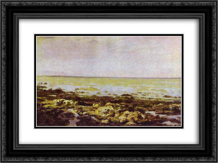 Ebb Tide. Normandy. 24x18 Black Ornate Wood Framed Art Print Poster with Double Matting by Polenov, Vasily