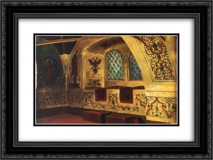Golden Tsarina's Chamber. Window. 24x18 Black Ornate Wood Framed Art Print Poster with Double Matting by Polenov, Vasily