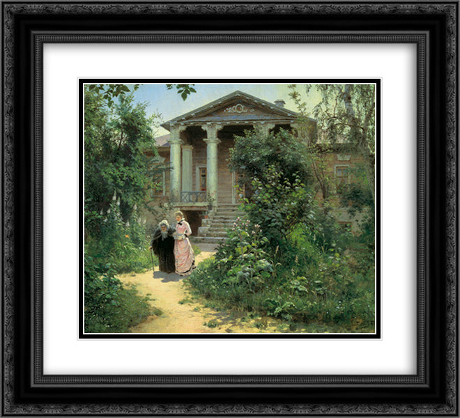 Granny's Orchard 22x20 Black Ornate Wood Framed Art Print Poster with Double Matting by Polenov, Vasily