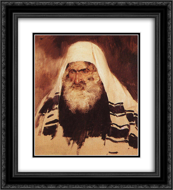 Head of old jew 20x22 Black Ornate Wood Framed Art Print Poster with Double Matting by Polenov, Vasily