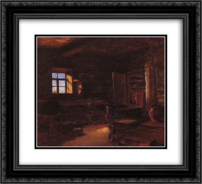 Interior of isba 22x20 Black Ornate Wood Framed Art Print Poster with Double Matting by Polenov, Vasily