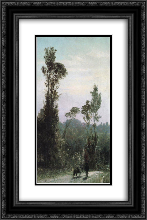 Italian landscape with a peasant 16x24 Black Ornate Wood Framed Art Print Poster with Double Matting by Polenov, Vasily