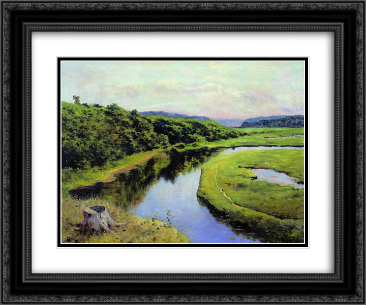 Klyazma River. Zhukovka. 24x20 Black Ornate Wood Framed Art Print Poster with Double Matting by Polenov, Vasily