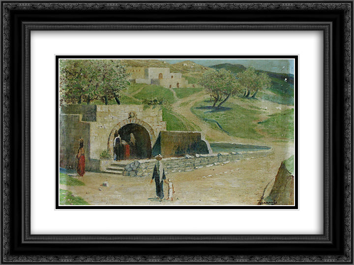 Marienquelle in Nazaret 24x18 Black Ornate Wood Framed Art Print Poster with Double Matting by Polenov, Vasily