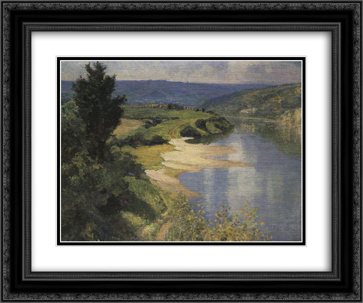 Oka. Summer. 24x20 Black Ornate Wood Framed Art Print Poster with Double Matting by Polenov, Vasily