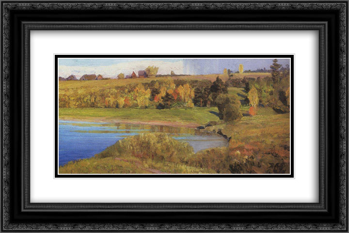 Oka near Tarusa 24x16 Black Ornate Wood Framed Art Print Poster with Double Matting by Polenov, Vasily