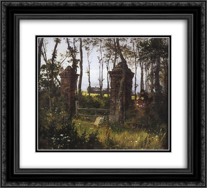 Old gates. Vel. Normandy. 22x20 Black Ornate Wood Framed Art Print Poster with Double Matting by Polenov, Vasily