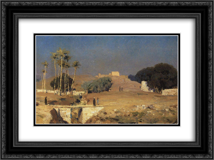 Over the old Cairo 24x18 Black Ornate Wood Framed Art Print Poster with Double Matting by Polenov, Vasily