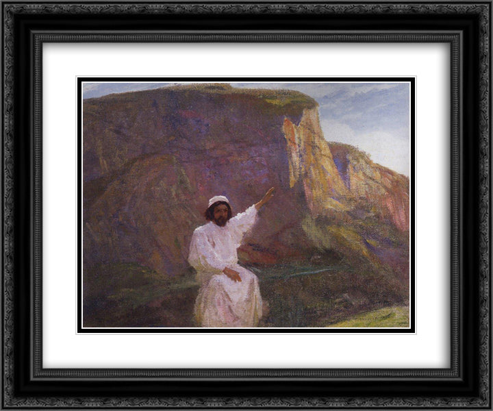 Palestine. Sermon on the Mount. 24x20 Black Ornate Wood Framed Art Print Poster with Double Matting by Polenov, Vasily
