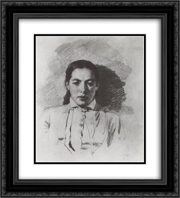 Portrait N. V. Yakunchikova 20x22 Black Ornate Wood Framed Art Print Poster with Double Matting by Polenov, Vasily