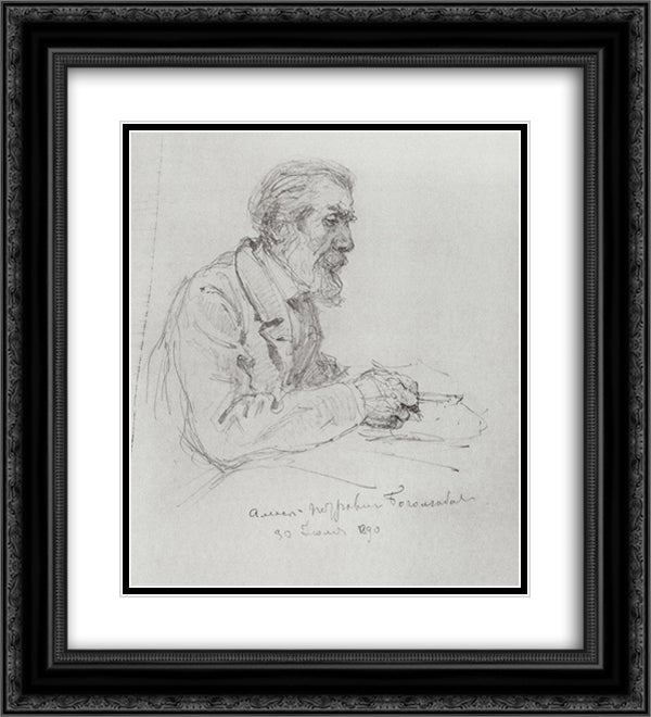 Portrait of A. P. Bogolyubov 20x22 Black Ornate Wood Framed Art Print Poster with Double Matting by Polenov, Vasily